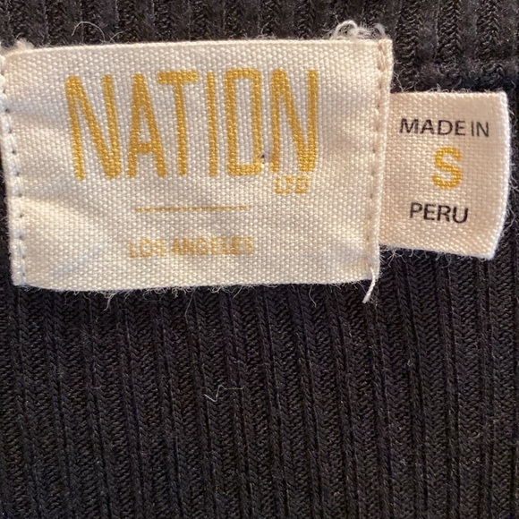 Nation Ltd Modal Ribbed L/S Split Neck Black Size Top SMALL - Picture 1 of 6